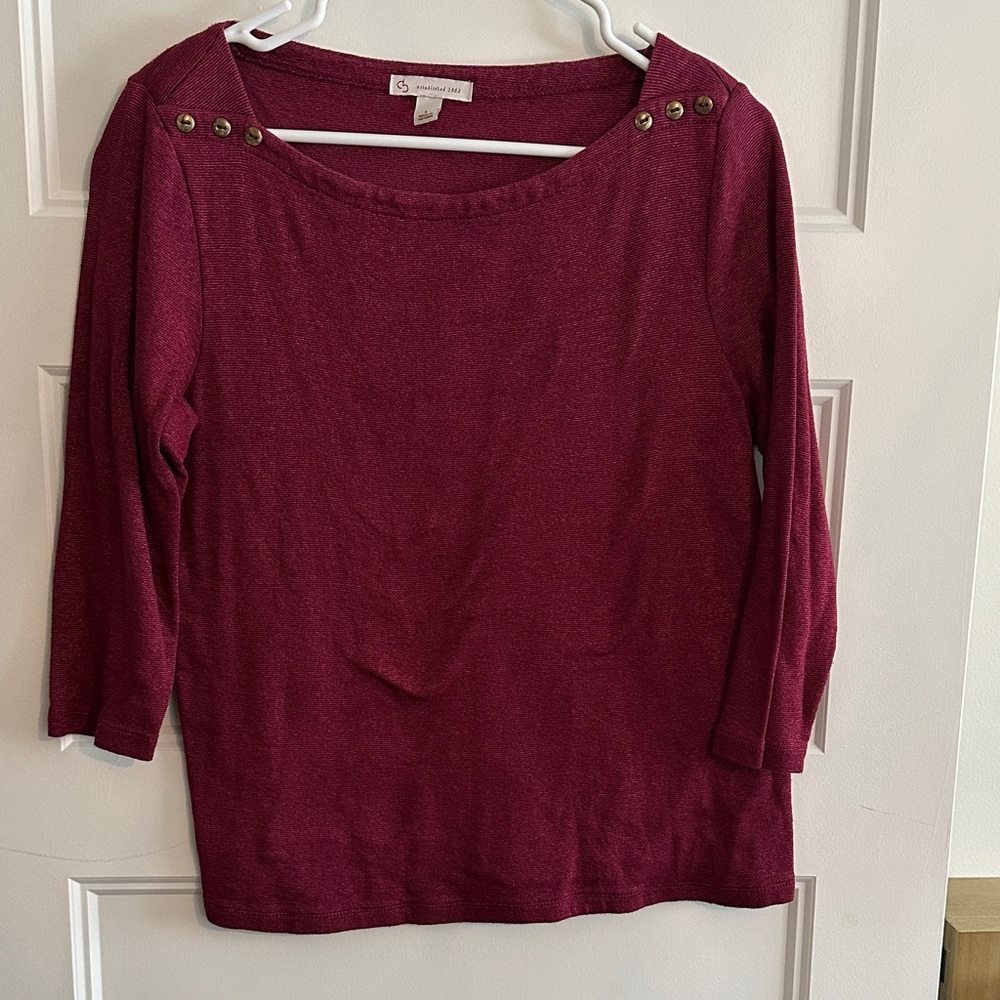 Burgundy Button-Detail Top